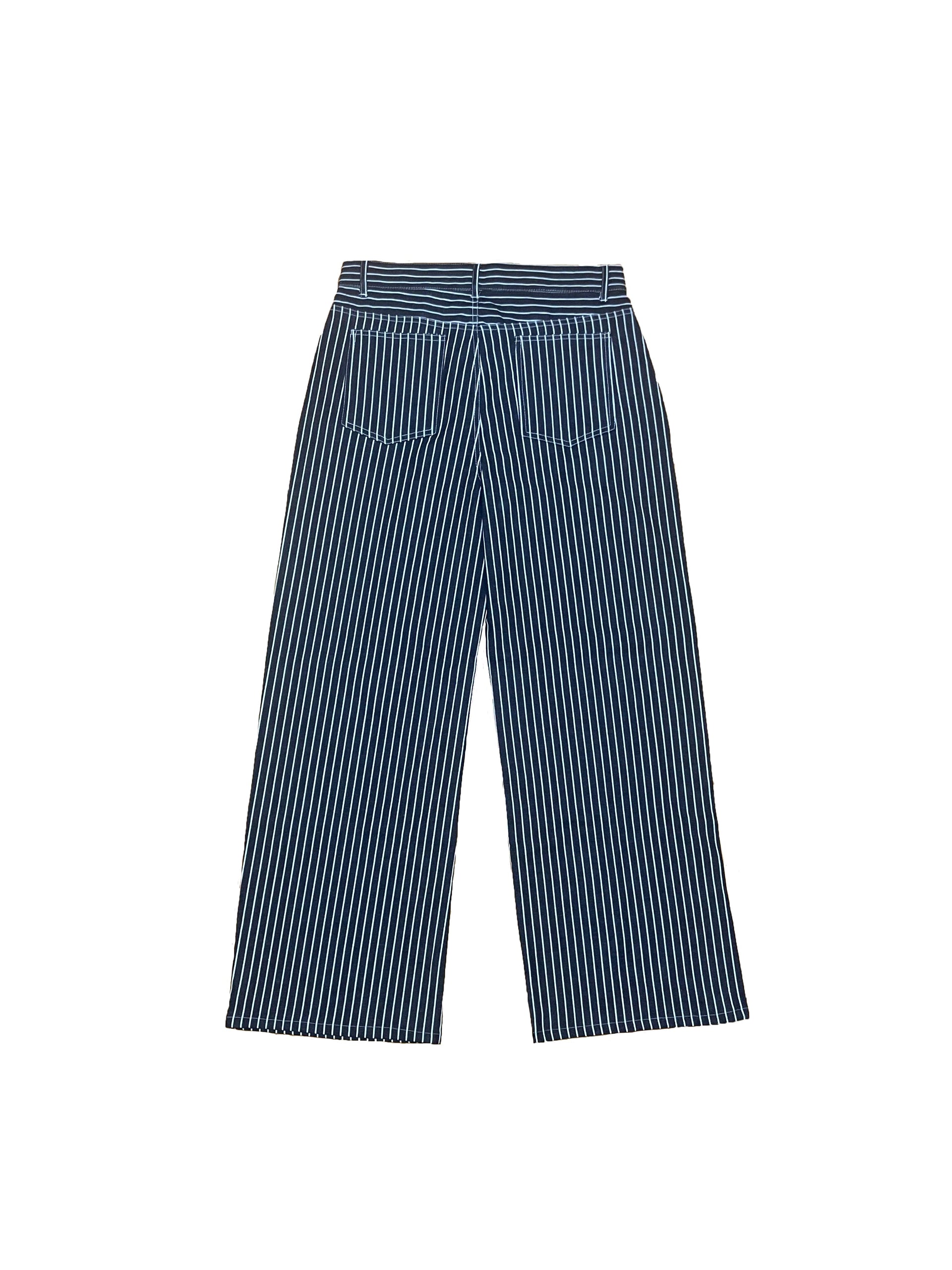 LOW-RISE WIDE-LEG STRIPED INDIGO JEANS